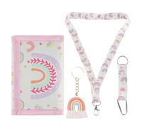 LIUYIDM Pochette Tour de Cou pour Enfants, Porte-Monnaie avec Porte-clés et lanière, Arc-en-Ciel, 12.5 * 8cm, pour Filles et Enfants (Bohemian - New)