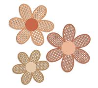Liuyoyo 3 PCS Décoration Murale Boho Marguerite, Art Mural à Suspendre en Fleur de Rotin, Décoration Murale en Bois de Fleurs de Pépinière Boho pour la Maison, Décor de Pépinière
