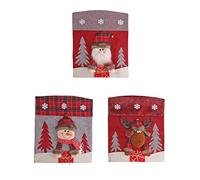 Liuyoyo Lot de 6 housses de chaise de Noël 3D - Motif dessin animé - Coussin pivotant amovible et lavable - Protection décorative