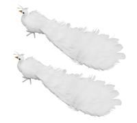 Liuyoyo Oiseau de Paon Artificiel, Blanc, Figurine de Paon à Paillettes, Ornements d'arbre de Noël pour Bricolage, Artisanat, Maison, Mariage, Arbre de Noël, Fête de Vacances(Blanc-B)