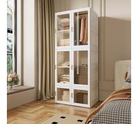 Liuyoyo Penderie moderne 69 x 170 x 50 cm avec 10 compartiments, 6 portes et 1 barre, pliable, multifonction, en polypropylène, pour salon, chambre à coucher, blanche