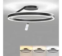 LIUYU Lustre LED Plafonnier Moderne Rond 60cm 68W Noir - Luminaire Dimmable avec Télécommande, Matériau Aluminium Acrylique, Éclairage Intérieur Idéal pour Salon, Chambre, Bureau, Cuisine