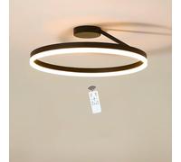 LIUYU Plafonnier LED Moderne Rond 40cm, Noir 24W, Lustre Salon Dimmable avec Télécommande, Design Annulaire, éclairage intérieur pour Chambre