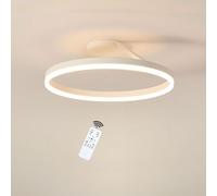 LIUYU Plafonnier LED Moderne Rond 50cm, Blanc 32W, Lustre Salon Dimmable avec Télécommande, Design Annulaire, éclairage intérieur pour Chambre