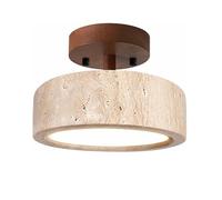 LIUYU Plafonnier LED Rond 20cm, Lampe de Plafond en Travertin Jaune, Encastré Semi-Intégral Lampe Wabi Sabi Éclairage Intérieur pour Chambre, Couloir, Vestibule et Balcon(Walnut,3000K)