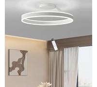 LIUYU Plafonnier LED Rond Moderne Dimmable 40cm Blanc 36W Semi-encastré | Réglage intensité et température couleur 3000K-6500K par télécommande avec mémoire. Conception anneau aluminium et acrylique