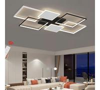 LIUYU Plafonnier LED Salon Moderne Dimmable avec Télécommande, Rectangulaire Design 110x70 cm 80W, Bicolore Noir/Blanc, Éclairage Intérieur pour Chambre Salle à Manger
