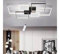 LIUYU Plafonnier LED Salon Moderne, Lampe de Plafond Dimmable 90×60cm 75W Aluminium Télécommandée, Design Rectangulaire Noir et Blanc, Idéale pour Chambre et Salle à Manger