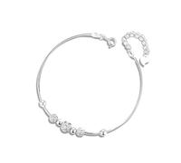 LIUYUYOUGO Argent Sterling 925 Bracelet Bracelet En Argent Sterling 925 Avec Perles Et Boules. Élégant Bracelets À Breloques En Forme De Cloche Texturée Et Givrée Manchette Réglable E