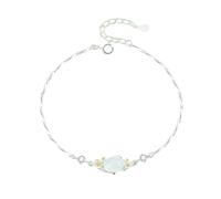 LIUYUYOUGO Argent Sterling 925 Bracelet Bracelet En Argent Sterling 925 Pour Femme Style Oriental Ethnique Douze Dieux Floraux Ovale Incrusté De Calcédoine Blanche Manchette Réglable Bij