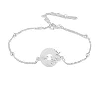 LIUYUYOUGO Argent Sterling 925 Bracelet Bracelet En Argent Sterling Pour Femme Avec Fleur De Naissance En Calcédoine Blanche Style Chinois Douze Dieux Floraux Réglable Bijoux Ethniques Vintage Cad
