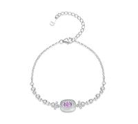 LIUYUYOUGO Argent Sterling 925 Bracelet Bracelet En Argent Sterling Pour Femme Avec Pierres De Naissance Et Cristaux Brillants Bracelets Rectangulaire Ajustable Avec Breloques En Pierres Précieuses