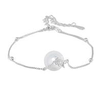 LIUYUYOUGO Bracelet Argent Bracelet De Naissance En Argent Sterling Pour Femme Motif Donut En Calcédoine Blanche Style Chinois Douze Dieux Floraux Réglable Vintage Ethnique Bijoux Cadeau De Fête