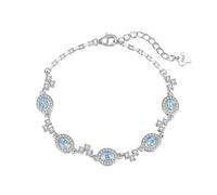 LIUYUYOUGO Bracelet Argent Bracelet En Argent Sterling 925 Avec Pierre De Naissance Cristaux Ovales Incrustés Et Zircones Cubiques Scintillantes Breloques Réglables Élégant Bijou D'Éternité Ca