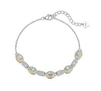 LIUYUYOUGO Bracelet Argent Bracelet En Argent Sterling 925 Et Pierres Précieuses Naturelles Incrusté De Pierres De Naissance Ovales À Facettes Bracelets Brillant En Oxyde De Zirconium Micro-Ourl