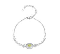 LIUYUYOUGO Bracelet Argent Bracelet En Argent Sterling Pour Femme Avec Pierres De Naissance Et Cristaux Brillants Ajustable Rectangulaire Pierres Précieuses Naturelles Bijou De Luxe Tendance Cadeau