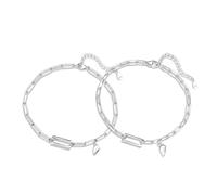 LIUYUYOUGO Bracelet Argent Bracelets Assortis Pour Couple En Argent Sterling Avec Breloque En Forme De Cœur Chaîne Rectangulaire Creuse Bracelets Manchettes Pour Elle Et Lui Bijoux D'Éternité Ca