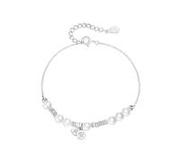 LIUYUYOUGO Bracelet Argent Bracelets En Argent Sterling 925 Pour Femmes Sculptés Paix Et Joie Caractères Chinois Perles Blocs Irréguliers Perles De Coquillage Manchettes Bracelets Ethniques Bijou