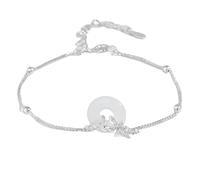 LIUYUYOUGO Bracelet Argent Femme Bracelet De Naissance En Argent Sterling Pour Femme Motif Donut En Calcédoine Blanche Style Chinois Douze Dieux Floraux Réglable Bijoux Ethniques Vintage Cadeau De