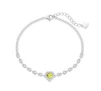 LIUYUYOUGO Bracelet Argent Femme Bracelet En Argent Sterling 925 Avec Cœur Et Diamants Brillants Réglable En Pierre Naturelle Bijou De Luxe Avec Pierre De Naissance Cadeau Pour Femmes Et Filles Ao