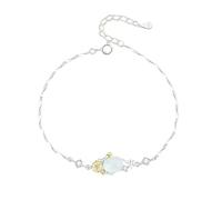 LIUYUYOUGO Bracelet Argent Femme Bracelet En Argent Sterling 925 Pour Femme Style Oriental Ethnique Douze Dieux Floraux Ovale Incrusté De Calcédoine Blanche Manchette Réglable Bijoux Vin