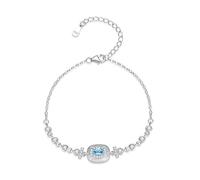 LIUYUYOUGO Bracelet Argent Femme Bracelet En Argent Sterling Pour Femme Avec Pierres De Naissance Et Cristaux Brillants Ajustable Rectangulaire Breloques En Pierres Précieuses Naturelles Bijou De L