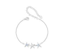 LIUYUYOUGO Bracelet Argent Femme Bracelet En Argent Sterling Pour Femme Breloque Étoile De Mer Brillante Bracelets Réglable 925 De Cheville Pour La Plage Bijoux Délicats Cadeau