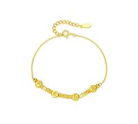 LIUYUYOUGO Bracelet Argent Femme Bracelets En Argent Sterling Pour Femmes 925 Sculptés Paix Et Joie Caractères Chinois Bracelet Perlé Bracelets Manchettes À Maillons De Chaîne Réglables Bijoux