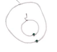 LIUYUYOUGO Bracelet Argent Femme Ensemble De Bijoux En Perles Pour Femmes En Argent Sterling Ensemble Collier Et Bracelet En Argent Et Malachite En Pierre Naturelle Vintage Bracelet En Perles Simul
