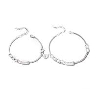 LIUYUYOUGO Bracelet Argent Femme Lot De 2 Bracelets Magnétiques Pour Couple En Argent Sterling Avec Lettres Gravées Style Cœur Idéal Pour L'Éternité