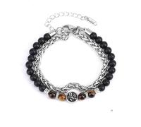 LIUYUYOUGO Bracelet Chakra Bracelet De Perles Avec Signes Du Zodiaque Pour Femmes Et Hommes En Pierre Naturelle Œil De Tigre Breloques Antiques Chaîne Double Couche Punk 12 Constellations Bijoux C