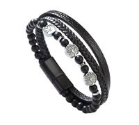 LIUYUYOUGO Bracelet Chakra Bracelets En Cuir Et Perles Pour Homme Avec Arbre De Vie Viking Multicouche Tressé En Pierre Naturelle Œil De Tigre Et Agate Noire Bracelet Manchette Perlé Bijoux Ethni