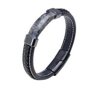 LIUYUYOUGO Bracelet Chakra Bracelets En Cuir Pour Hommes De 23 Cm Extra Larges Rectangulaires Tendance En Pierres Naturelles Protection Cristaux Énergie Pierres Précieuses Breloque Bijoux Cadeau P