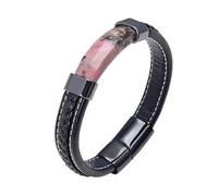 LIUYUYOUGO Bracelet Chakra Bracelets En Cuir Pour Hommes De 23 Cm Extra Larges Rectangulaires Tendance En Pierres Naturelles Protection Cristaux Énergie Pierres Précieuses Breloque Bijoux Cadeau P
