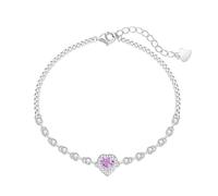 LIUYUYOUGO Bracelet En Argent Sterling Bracelet En Argent Sterling 925 Avec Cœur Et Diamants Brillants Réglable En Pierre Naturelle Bijou De Luxe Avec Pierre De Naissance Cadeau Pour Femmes Et Fil