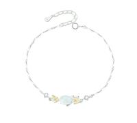 LIUYUYOUGO Bracelet En Argent Sterling Bracelet En Argent Sterling 925 Pour Femme Style Oriental Ethnique Douze Dieux Floraux Ovale Incrusté De Calcédoine Blanche Manchette Réglable Bijo