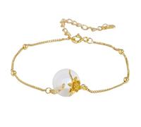 LIUYUYOUGO Bracelet En Argent Sterling Bracelet Femme Argent Sterling Fleur De Naissance Calcédoine Blanche Donut Style Chinois Douze Dieux De Fleurs Bracelet Doré Réglable Rétro Ethnique Bijoux