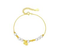 LIUYUYOUGO Bracelet En Argent Sterling Bracelets En Argent Sterling 925 Pour Femmes Sculptés Paix Et Joie Caractères Chinois Perles Blocs Irréguliers Perles De Coquillage Manchettes Bracelets Eth