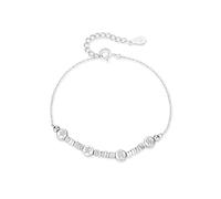 LIUYUYOUGO Bracelet En Argent Sterling Bracelets En Argent Sterling Pour Femmes 925 Sculptés Paix Et Joie Caractères Chinois Bracelet Perlé Bracelets Manchettes À Maillons De Chaîne Réglables