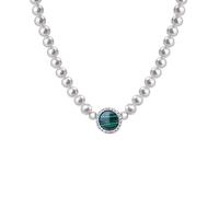 LIUYUYOUGO Bracelet En Argent Sterling Ensembles De Bijoux En Perles Pour Femmes En Argent Sterling Ensemble Collier Et Bracelet En Argent Malachite En Pierre Naturelle Vintage Perle Simulée Bracel