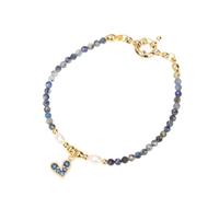 LIUYUYOUGO Bracelet Femme Bracelet En Cristal Pour Femme Délicat Bracelets En Perles Avec Breloque En Forme De Cœur Et Zircone Cubique Scintillante Réglable En Pierre Naturelle Bijou Éte