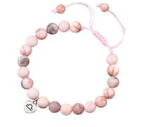LIUYUYOUGO Bracelet Femme Bracelet En Pierre Naturelle Zèbre Rose 12 Signes Du Zodiaque Perles En Pierres Précieuses Pendentif Cœur Bracelets Tressé Réglable Bijoux En Cristal Cadeaux Inspirants