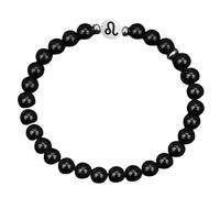 LIUYUYOUGO Bracelet Femme Bracelet En Pierres Précieuses Du Zodiaque Pour Femme 6 Mm En Obsidienne Noire Naturelle 12 Constellations Signe Astrologique Horoscope Bijoux D'Amitié Cadeaux Lion