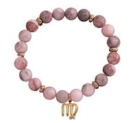 LIUYUYOUGO Bracelet Femme Bracelets Du Zodiaque Pour Femmes Et Hommes Breloques 12 Constellations Zèbre Rose Pierres Naturelles Cristaux Perles Élastiques Horoscope Bijoux Inspirants Cadeaux Vierg