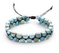 LIUYUYOUGO Bracelet Femme Bracelets Tressés En Perles De Pierre Naturelle Faits À La Main Style Bohème Coloré En Cristal De Pierres Précieuses Style Empereur Vintage Double Couche Manchette Bij