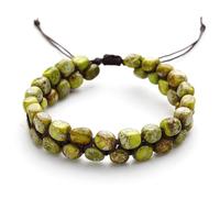 LIUYUYOUGO Bracelet Femme Bracelets Tressés En Perles De Pierre Naturelle Faits À La Main Style Bohème Coloré En Cristal De Pierres Précieuses Style Empereur Vintage Double Couche Manchette Bij