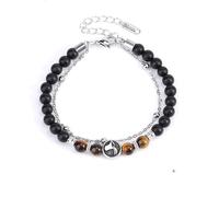 LIUYUYOUGO Bracelet Perle Bracelet De Perles En Onyx Noir Avec Signes Du Zodiaque Pour Femmes Et Hommes Bracelets En Pierre Naturelle Œil De Tigre Rétro À Double Couche Avec 12 Constellat