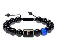 LIUYUYOUGO Bracelet Perle Bracelets De Perles Initiales Pour Femmes Et Hommes Bracelet De Perles De Couple Avec Lettres Az Pierre Naturelle Œil De Tigre Bleu Obsidienne Cristal Tressé Fai