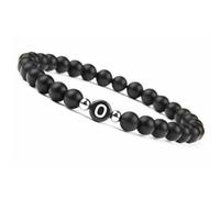 LIUYUYOUGO Bracelet Pierre Bracelet Avec Lettres Pour Couples Az Lettre Fait Main Pierres Précieuses Naturelles Initiale Bracelets Perlé 8 Mm Onyx Noir Givré Extensible En Cristal Bijoux