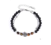 LIUYUYOUGO Bracelet Pierre Bracelet De Perles En Onyx Noir Avec Signes Du Zodiaque Pour Femmes Et Hommes Bracelets En Pierre Naturelle Œil De Tigre Rétro À Double Couche Avec 12 Constella
